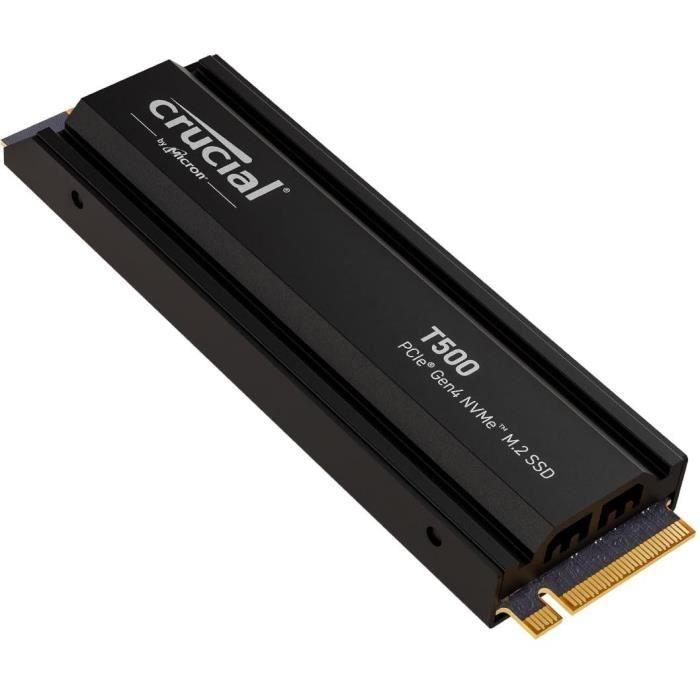Crucial T500 SSD 2To PCIe Gen4 NVMe M.2 PS5 SSD Interne Gaming avec Dissipateur, compatible PlayStation 5 - CT2000T500SSD5 CRUCIAL