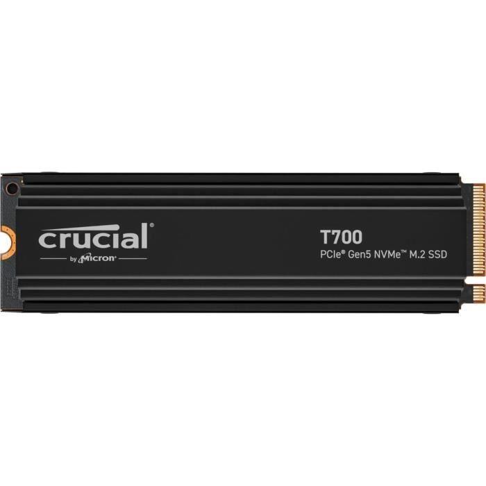 Crucial T700 2To Gen5 NVMe M.2 SSD avec dissipateur thermique CT2000T700SSD5 - Jeux, Photographie, Montage vidéo CRUCIAL