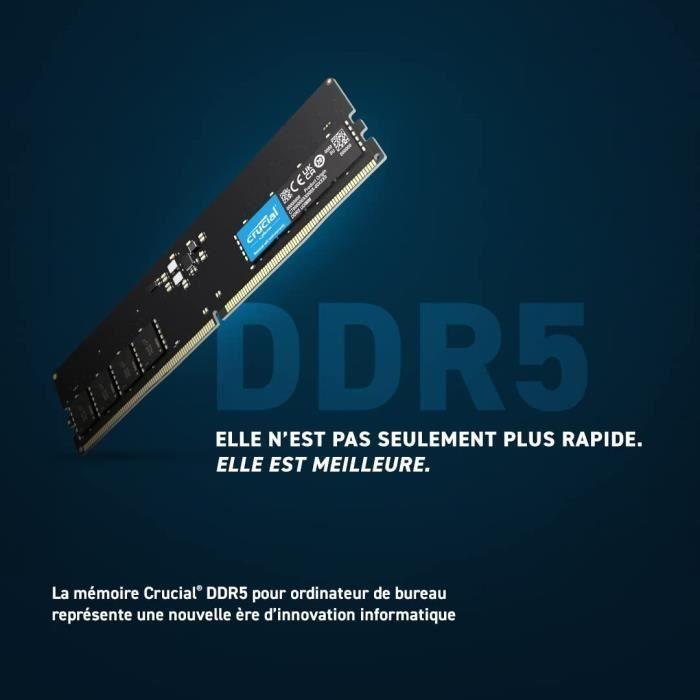 Mémoire RAM - CRUCIAL - Kit DDR5-4800 UDIMM - 64 Go : 2x32 Go (CT2K32G48C40U5) CRUCIAL