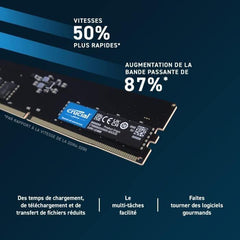 Mémoire RAM - CRUCIAL - Kit DDR5-4800 UDIMM - 64 Go : 2x32 Go (CT2K32G48C40U5) CRUCIAL