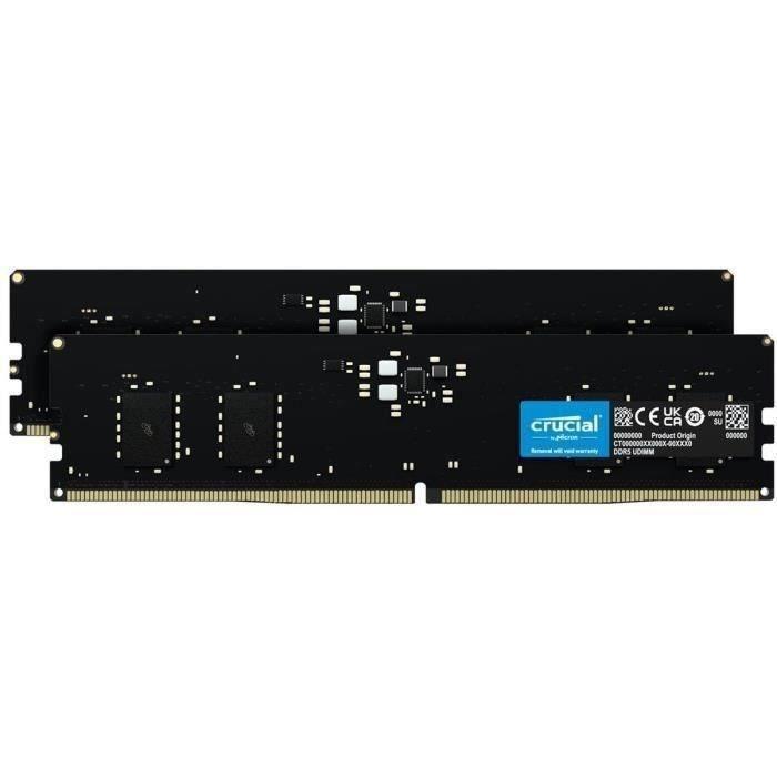 Mémoire RAM - CRUCIAL - Kit DDR5-4800 UDIMM - 16 Go : 2x8 Go (CT2K8G48C40U5) CRUCIAL