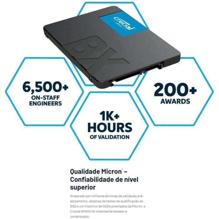 CRUCIAL - Disque SSD Interne - BX500 - 500go - 2,5 pouces (CT500BX500SSD1) CRUCIAL