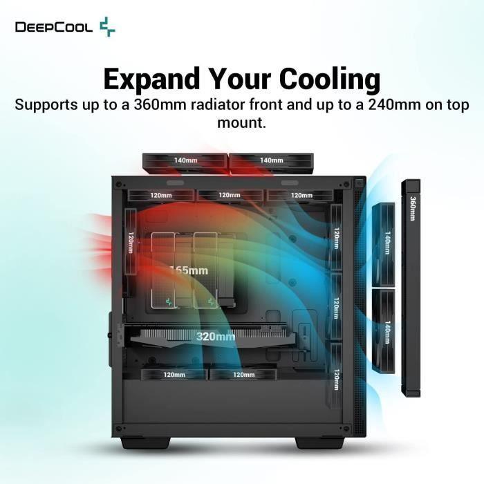 Boitier PC sans alimentation - DEEPCOOL CH370 (Noir) - Mini tour - Format Micro-ATX DEEPCOOL