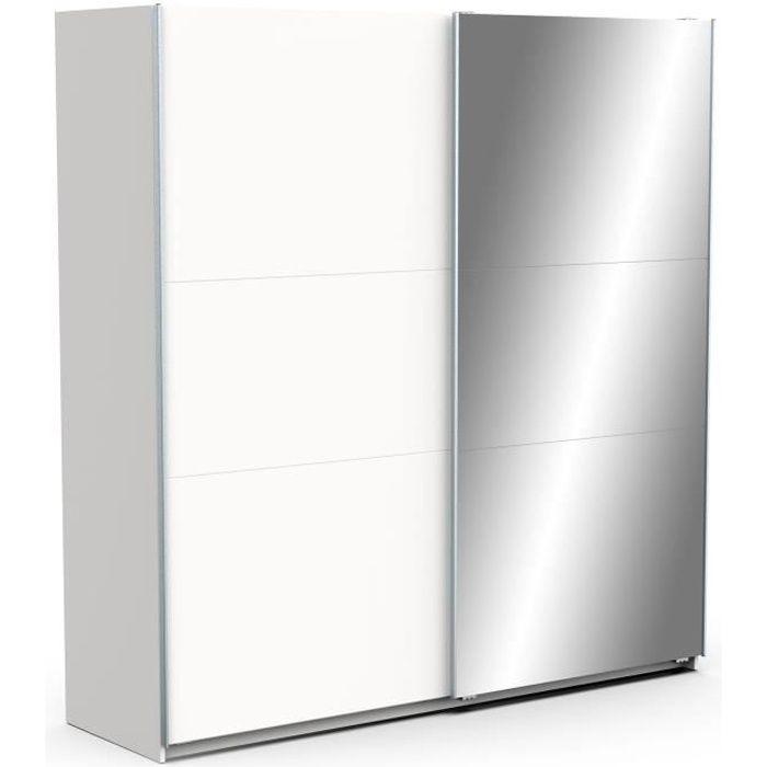 Armoire de chambre - DEMEYERE - GHOST - 2 portes coulissantes - Blanc mat - Avec miroir DEMEYERE