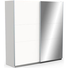 Armoire de chambre - DEMEYERE - GHOST - 2 portes coulissantes - Blanc mat - Avec miroir DEMEYERE