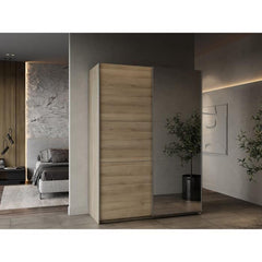 Armoire GHOST - Décor chene kronberg - 2 Portes coulissntes + miroir - L.148 x P.59,8 x H.203 cm - DEMEYERE DEMEYERE