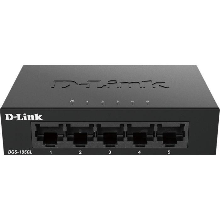 Switch 5 ports Gigabit - Métallique, connecteurs plastique - DLINK - DGS-105GLE DLINK