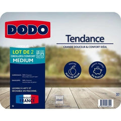 DODO Lot de 2 oreillers Tendance - 60 x 60 cm - Garnissage 100% Polyester fibre creuse siliconée - Blanc DODO