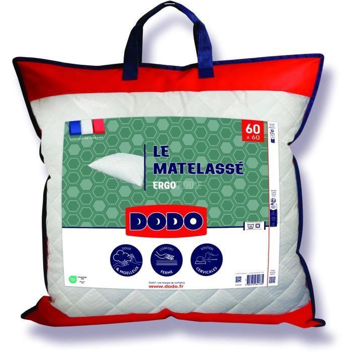 Oreiller Le Matelassé DODO - 60x60 cm - Soutien ferme - Taie déhoussable DODO