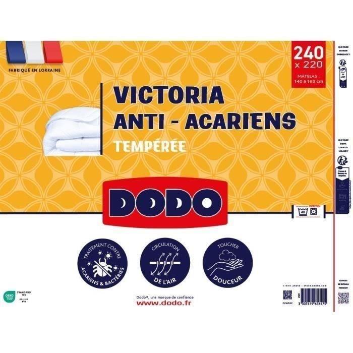 DODO Couette tempérée 300gr/m² anti-acarians VICTORIA 220x240 cm blanc DODO