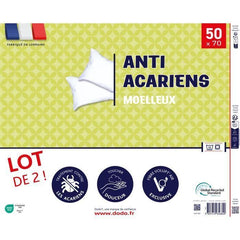 Lot de 2 oreillers anti-acariens 50x70 cm - 100% Polyester - DODO DODO