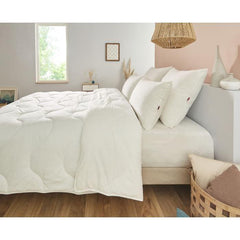 Couette 140x200 cm DODO CHAMPS DE LIN - Chaude - 450G/m² - Couette 1 personne -Douce et Chaude -Anti-acariens Antibactériens -Blanc DODO