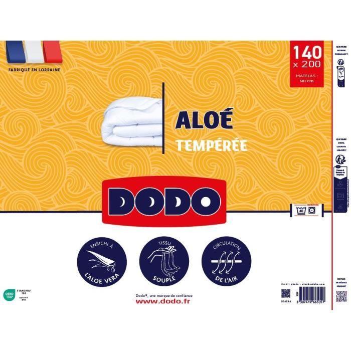Couette 140x200 cm DODO ALoe - Tempérée - 300G/m² - Couette 1 personne - Douce et Confortable - Blanc DODO