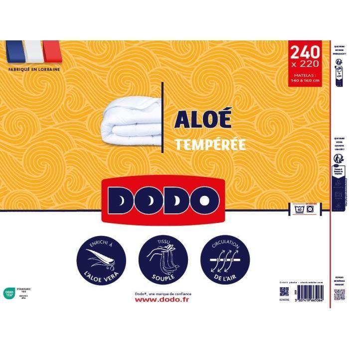 Couette 220x240 cm DODO ALoe - Tempérée - 300G/m² - Couette 2 personnes - Douce et Confortable - Blanc DODO