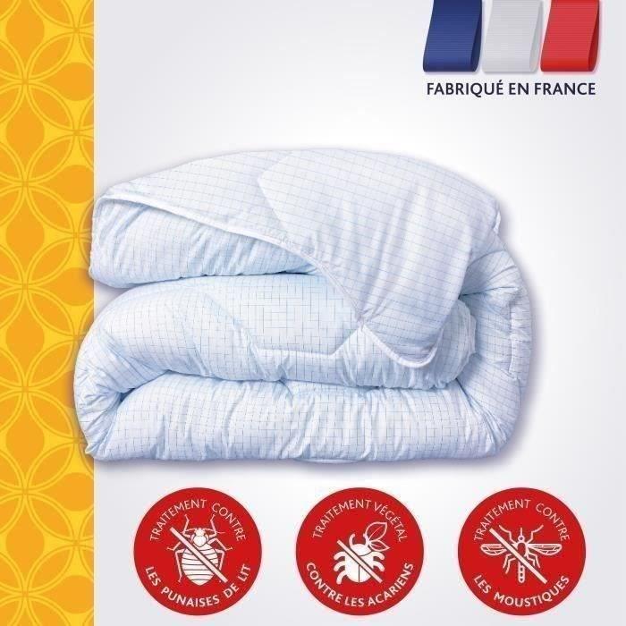 DODO Couette tempérée 300gr/m² 220x240 cm - Protection anti punaise, anti acarien - Blanc - Fabriqué en France DODO