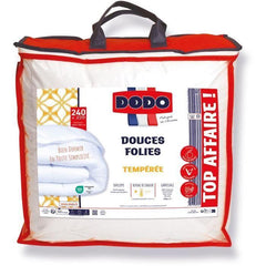 DODO Couette tempérée 300gr/m - 220x240 cm - Douces Folies - 100% polyester VOLUPT AIR fibre creuse siliconée - 2 personnes - Blanc DODO