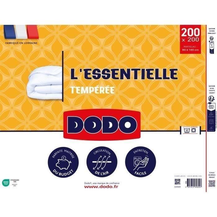 DODO Couette Tempérée - L'ESSENTIELLE - 200x200cm - 100% Polyester VOLUPT'AIR 250gr/m² DODO