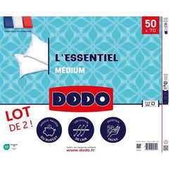 DODO Lot de 2 Oreillers Médium - L'ESSENTIEL - 50x70 cm - 100% Polyester DODO