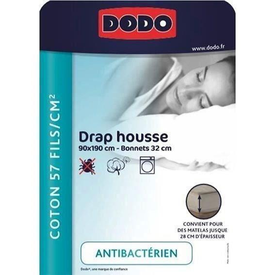 Drap housse DODO - 90x190 cm - Coton - Coutil 32 cm DODO
