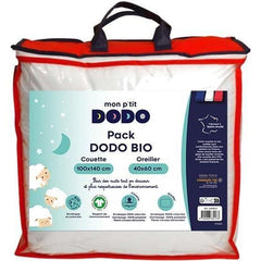 Pack bio Couette 100x140cm + oreiller 40x60cm - MON P'TIT DODO - Chaude - 100% Polyester Fibre creuse siliconée - 1 personne - P'TIT DODO