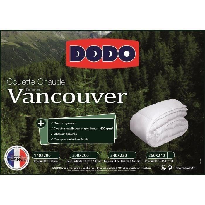 Couette chaude Vancouver - 140 x 200 cm - 400gr/m² - Blanc - DODO DODO