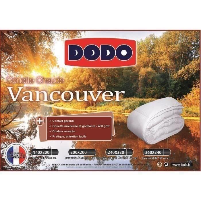 Couette chaude Vancouver - 220 x 240 cm - 400gr/m² - Blanc - DODO DODO