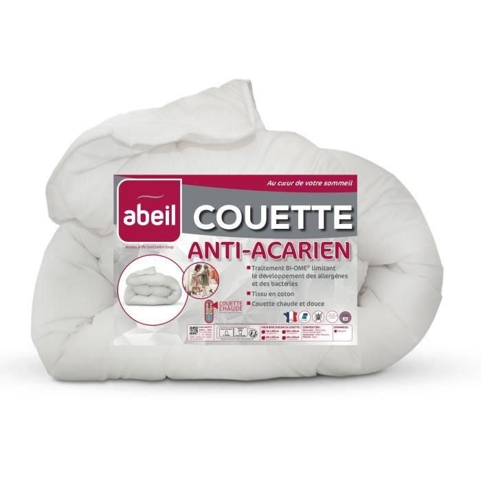 Couette anti-acariens - 220 x 240 cm - Chaude - 400 g/m² 2 personnes - Blanc - ABEIL ABEIL