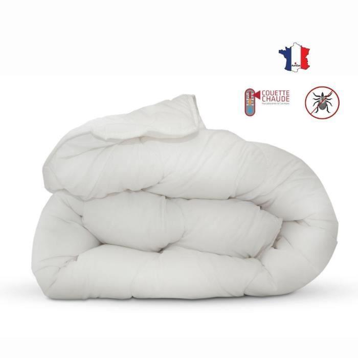 Couette anti-acariens - 220 x 240 cm - Chaude - 400 g/m² 2 personnes - Blanc - ABEIL ABEIL