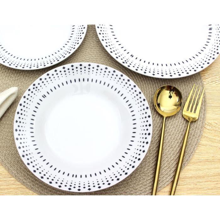 Service 18 pieces Grain de riz en porcelaine noir AUCUNE