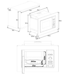 Four micro-ondes encastrable CONTINENTAL EDISON MO20IXES Noir et Inox L59,5 x 38,8 x P34,5 cm 20L - Paloma Tech