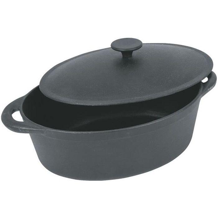 CREALYS GOURMET Cocotte ovale en fonte d'acier émaillée - L 37 cm - 9 L - Noir - Tous feux dont induction CREALYS