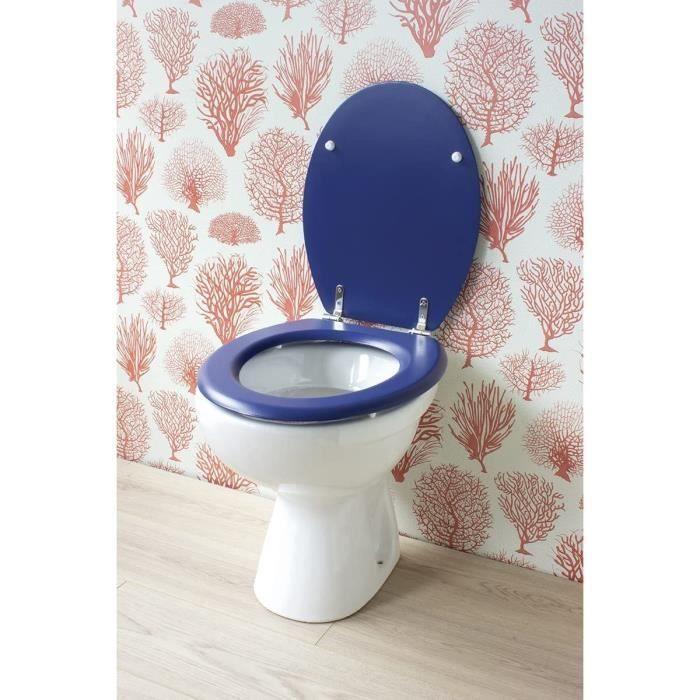 GELCO DESIGN Abattant WC Dolce - Charnieres inox - Bois moulé - Bleu marine GELCO