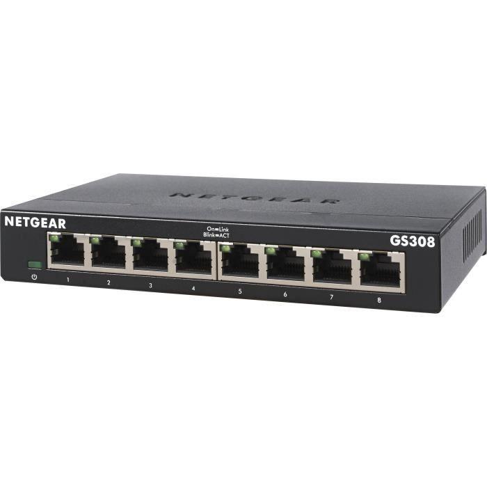 NETGEAR GS308-300PES Switch Ethernet Métal 8 ports Gigabit (10/100/1000) NETGEAR