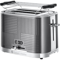 Grille-Pain - RUSSELL HOBBS - Geo Steel - Métal texturé - 1640 W - Fonctions Lift'n Look, réchauffage, décongélation - Paloma Tech