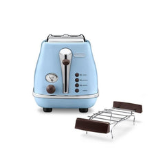 Grille Pain Icona Vintage - DELONGHI CTOV 2103.AZ - 2 fentes - 6 positions - Bleu et Marron - Paloma Tech