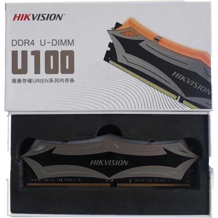 Mémoire RAM - HIKVISION - DDR4 Gaming U100 RGB 16Go 3200MHz, UDIMM, 288Pin, 1.2V, CL16 (HKED4161DAA2D2ZA4/16G) HIKVISION