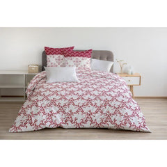 Parure de couette 220x240 cm HOME LINGE PASSION FRISE : Housse de couette + 2 taies d'oreiller - 100% Coton 57 Fils - Bordeaux HOME LINGE PASSION