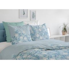 Parure de couette HOME LINGE PASSION Tempete Florale - 3 Pcs - 240 x 260 - 100% Coton 57 Fils - Bleu HOME LINGE PASSION