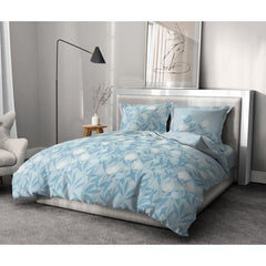 Parure de couette HOME LINGE PASSION Tempete Florale - 3 Pcs - 240 x 260 - 100% Coton 57 Fils - Bleu HOME LINGE PASSION