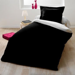 Parure housse de couette 1 personne - 140x200 cm - 100% Coton - Bicolore Noir et blanc LOVELY HOME