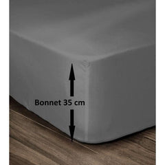 LOVELY HOME Drap Housse 100% Coton 140x190cm - Bonnet 35cm - Gris foncé LOVELY HOME