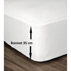 LOVELY HOME Drap Housse 100% Coton 160x200cm - Bonnet 35cm - Blanc LOVELY HOME