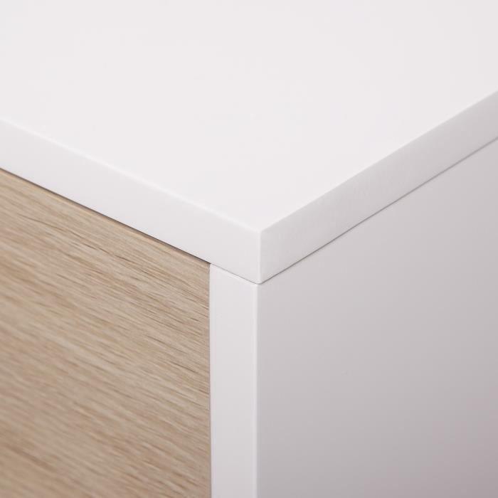 Commode KENT - 3 tiroirs  - Chene et blanc - L 80 x P 40 x H 80,5 cm AUCUNE