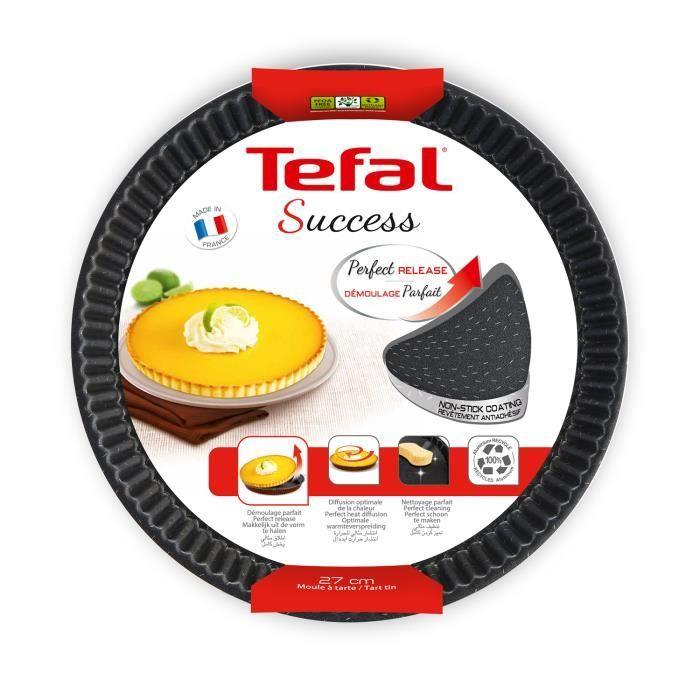 TEFAL SUCCESS Moule a tarte 24cm, Revetement antiadhésif sain, Démoulage parfait, Cuisson parfaite, Aluminium recyclé J1608202 TEFAL