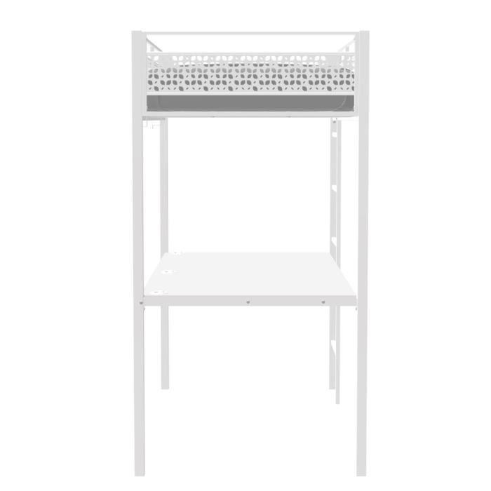 Lit mezzanine enfant avec bureau EDI - Blanc - 90 x 190 cm - Sommier inclus AUCUNE