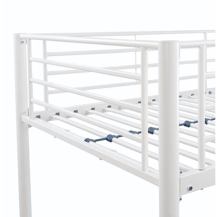 Lit mezzanine ELIOT 90 x 190 cm - Métal - Sommier inclus - Blanc AUCUNE