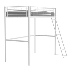 Lit mezzanine ELIOT 90 x 190 cm - Métal - Sommier inclus - Blanc AUCUNE