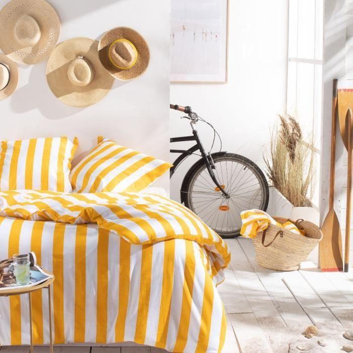 Parure de lit - TODAY Summer Stripes - 240x220 cm - 2 personnes - coton imprimé rayé TODAY