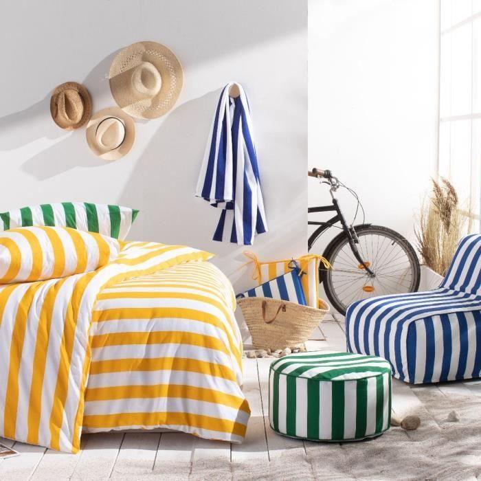 Parure de lit - TODAY Summer Stripes - 240x220 cm - 2 personnes - coton imprimé rayé TODAY