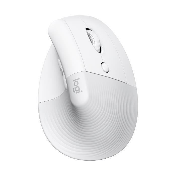 Souris Sans Fil Logitech Lift Ergonomique Verticale, Bluetooth ou récepteur USB Logi Bolt, Silencieuse - Blanc cassé LOGITECH